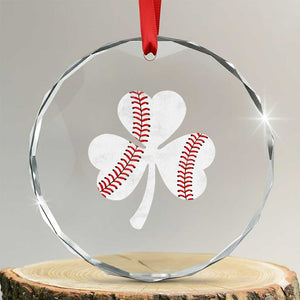 Funny Baseball St Patricks Day Distressed Shamrock Crystal Glass Ornament TS11 Transparent Glass 3'' Circle Print Your Wear