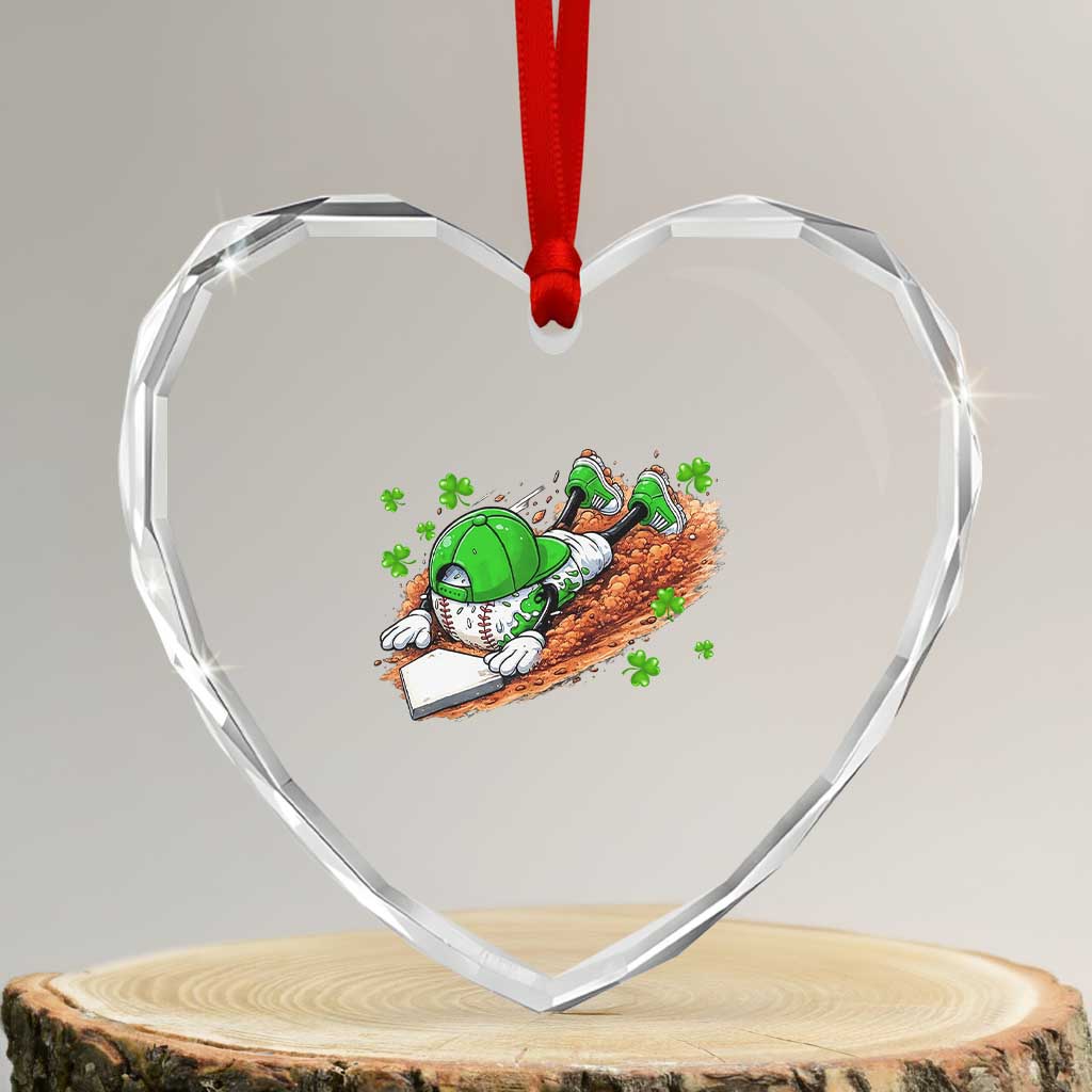 Funny Baseball St Patricks Day Home Plate Drip Heart Crystal Glass Ornament TS11 Transparent Glass 3'' Heart Print Your Wear