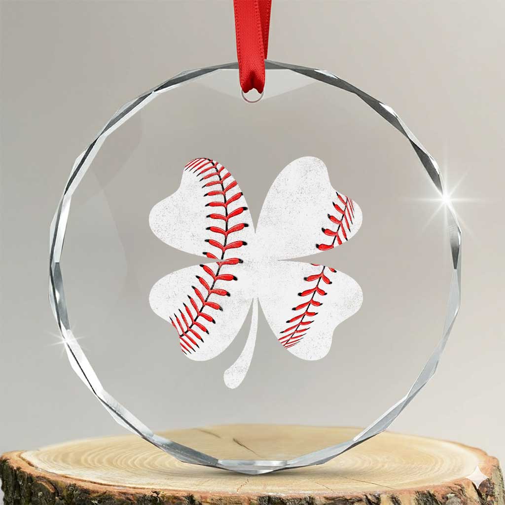 Funny Baseball St Patricks Day Vintage Clover Crystal Glass Ornament TS11 Transparent Glass 3'' Circle Print Your Wear