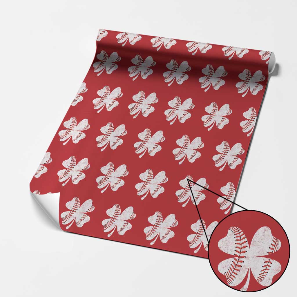 Funny Baseball St Patricks Day Vintage Clover Wrapping Paper Roll TS11 Red Print Your Wear