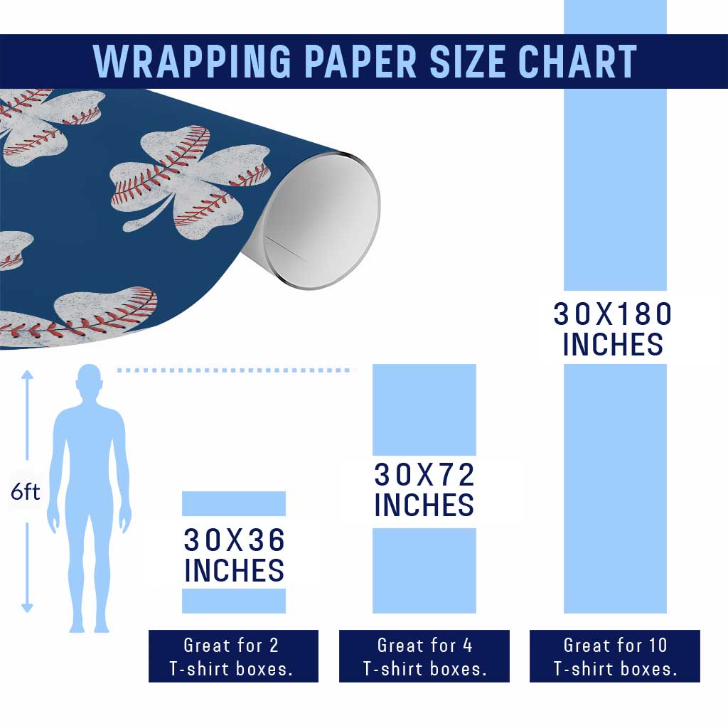 Funny Baseball St Patricks Day Vintage Clover Wrapping Paper Roll TS11 Print Your Wear
