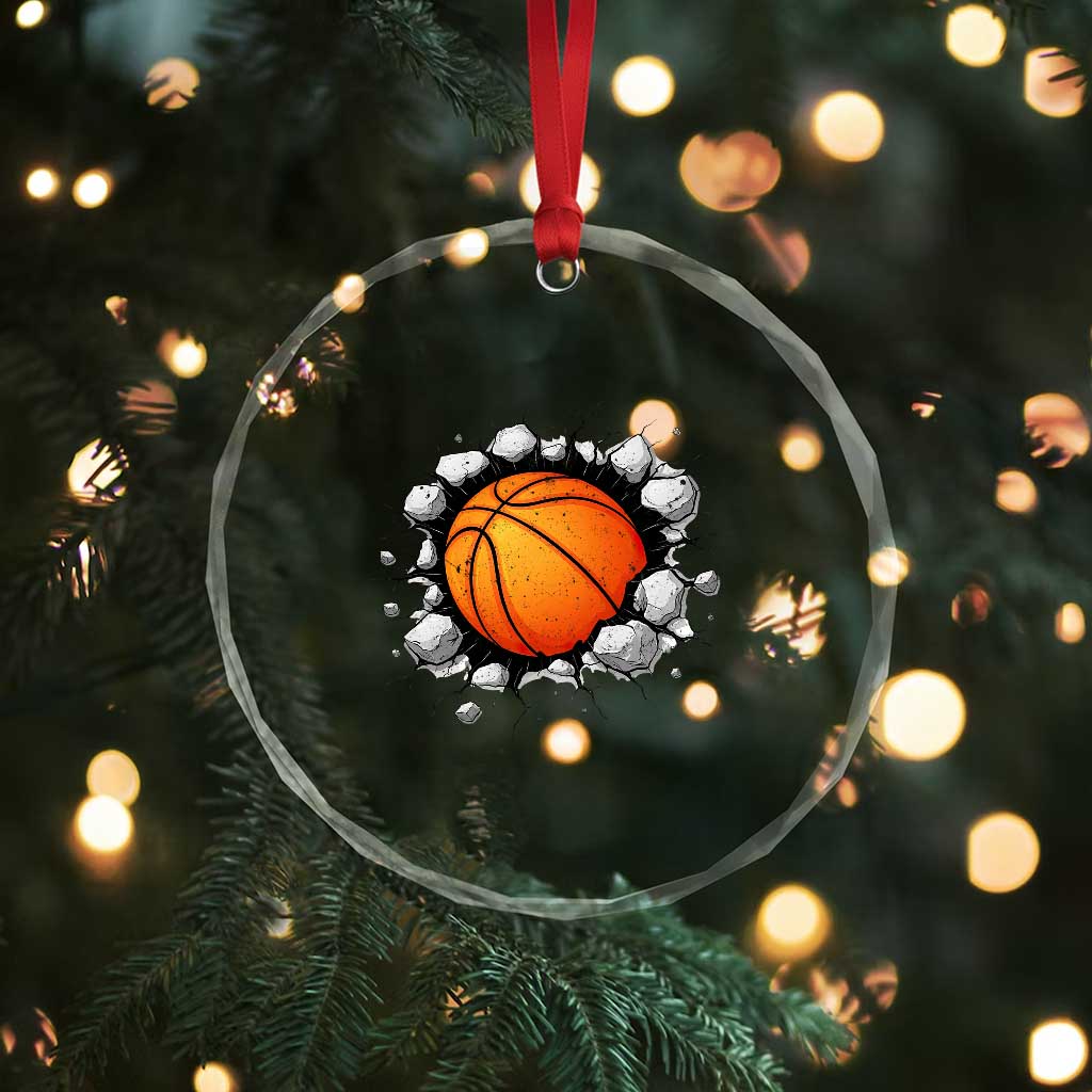 Funny Basketball Bursting Through Wall Crystal Glass Ornament Sports Fan Gift TS12 Print Your Wear