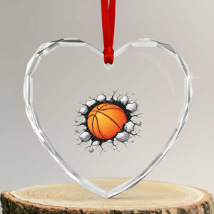 Funny Basketball Bursting Through Wall Heart Crystal Glass Ornament Sports Fan Gift TS12 Transparent Glass 3'' Heart Print Your Wear