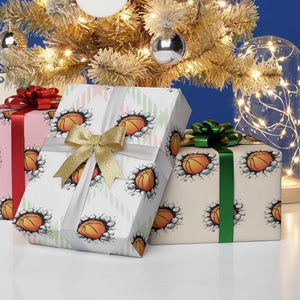 Funny Basketball Bursting Through Wall Wrapping Paper Roll Sports Fan Gift TS12 Print Your Wear