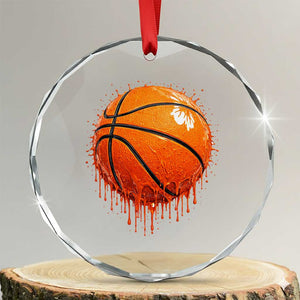 Funny Basketball Drip Splash Graphic Crystal Glass Ornament TS11 Transparent Glass 3'' Circle Print Your Wear