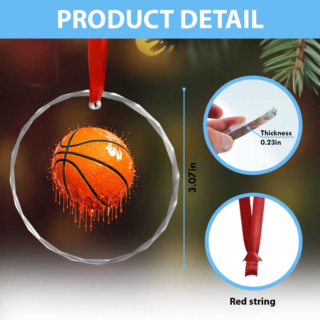 Funny Basketball Drip Splash Graphic Crystal Glass Ornament TS11 Print Your Wear