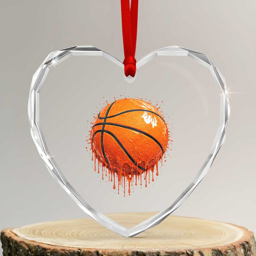 Funny Basketball Drip Splash Graphic Heart Crystal Glass Ornament TS11 Transparent Glass 3'' Heart Print Your Wear