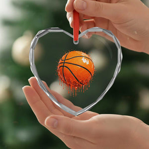Funny Basketball Drip Splash Graphic Heart Crystal Glass Ornament TS11 Print Your Wear