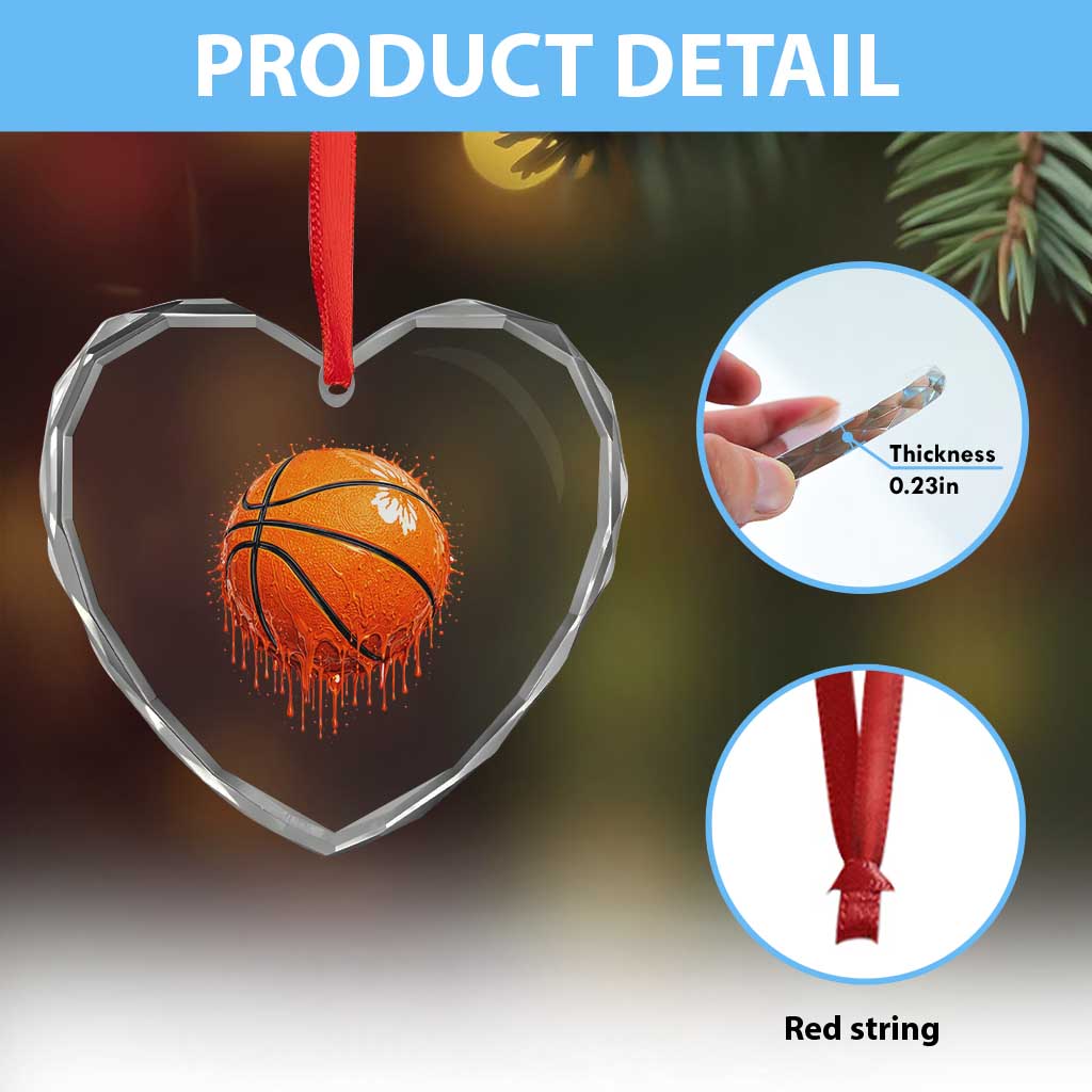 Funny Basketball Drip Splash Graphic Heart Crystal Glass Ornament TS11 Print Your Wear