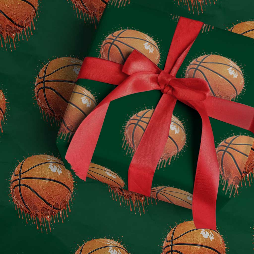 Funny Basketball Drip Splash Graphic Wrapping Paper Roll TS11 Green Print Your Wear