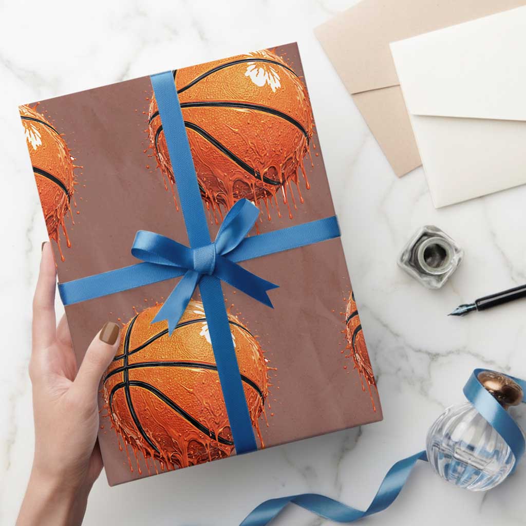 Funny Basketball Drip Splash Graphic Wrapping Paper Roll TS11 Mocha Print Your Wear