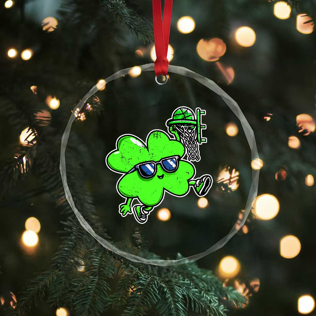 Funny Basketball Shamrock Crystal Glass Ornament Dunking Sports Player St. Patrick's Day TS02 Print Your Wear