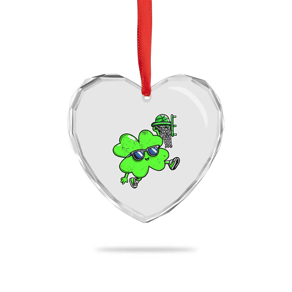 Funny Basketball Shamrock Heart Crystal Glass Ornament Dunking Sports Player St. Patrick's Day TS02 Print Your Wear