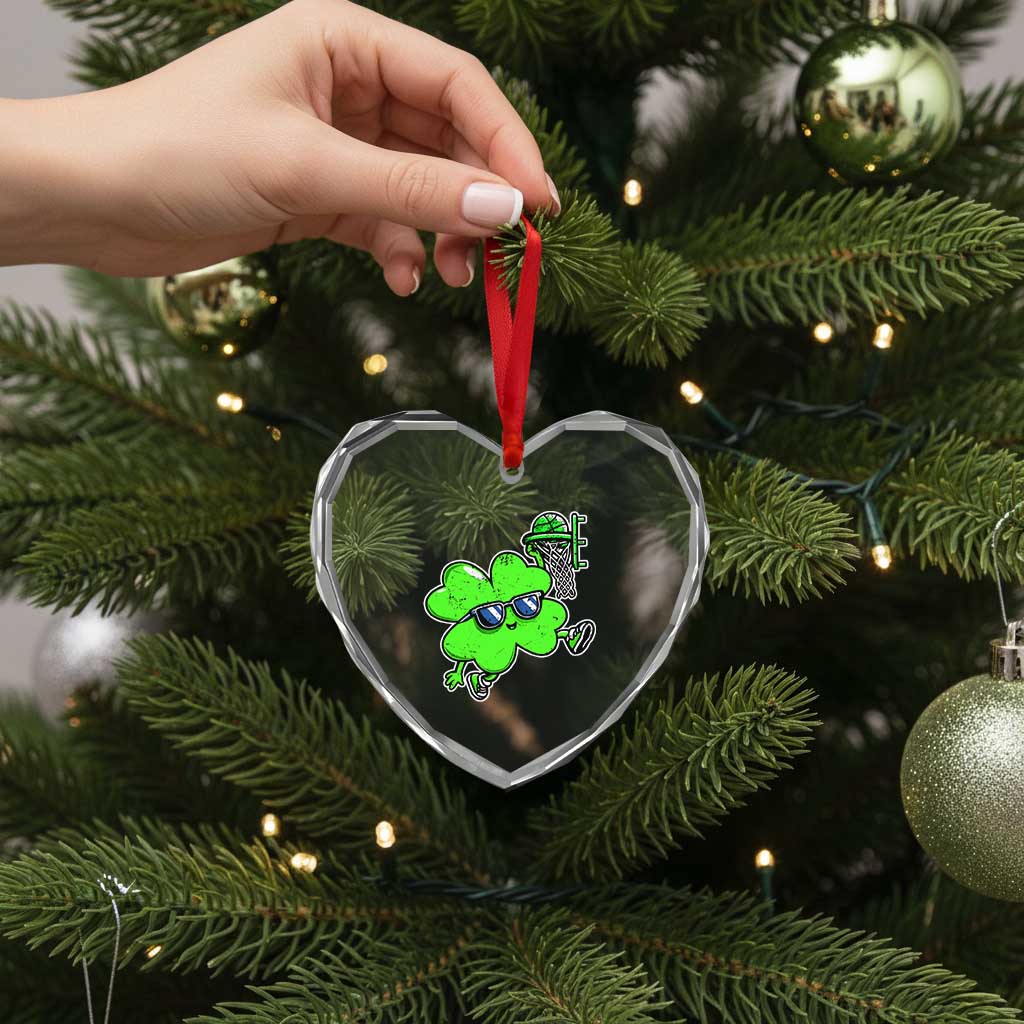 Funny Basketball Shamrock Heart Crystal Glass Ornament Dunking Sports Player St. Patrick's Day TS02 Print Your Wear
