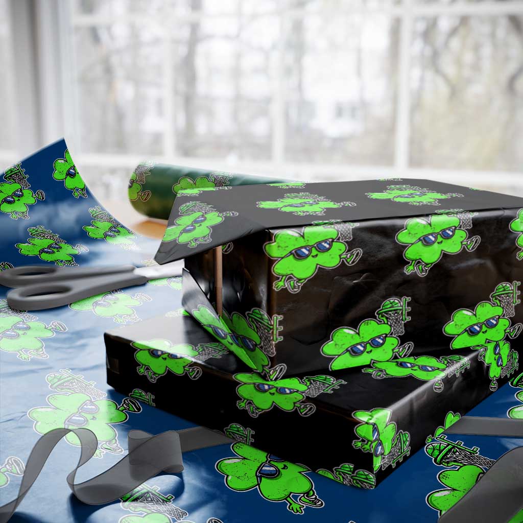 Funny Basketball Shamrock Wrapping Paper Roll Dunking Sports Player St. Patrick's Day TS02 Black Print Your Wear