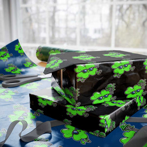 Funny Basketball Shamrock Wrapping Paper Roll Dunking Sports Player St. Patrick's Day TS02 Black Print Your Wear