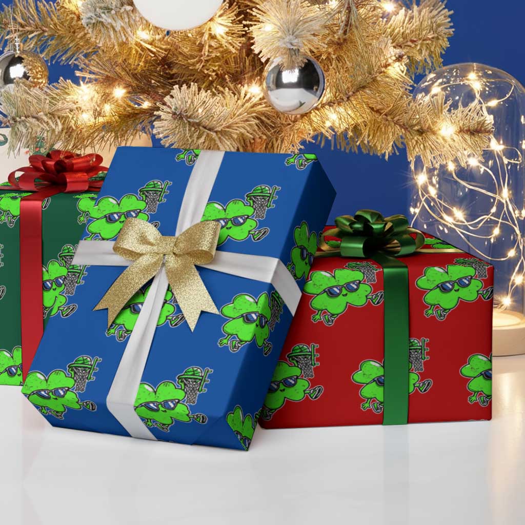 Funny Basketball Shamrock Wrapping Paper Roll Dunking Sports Player St. Patrick's Day TS02 Print Your Wear