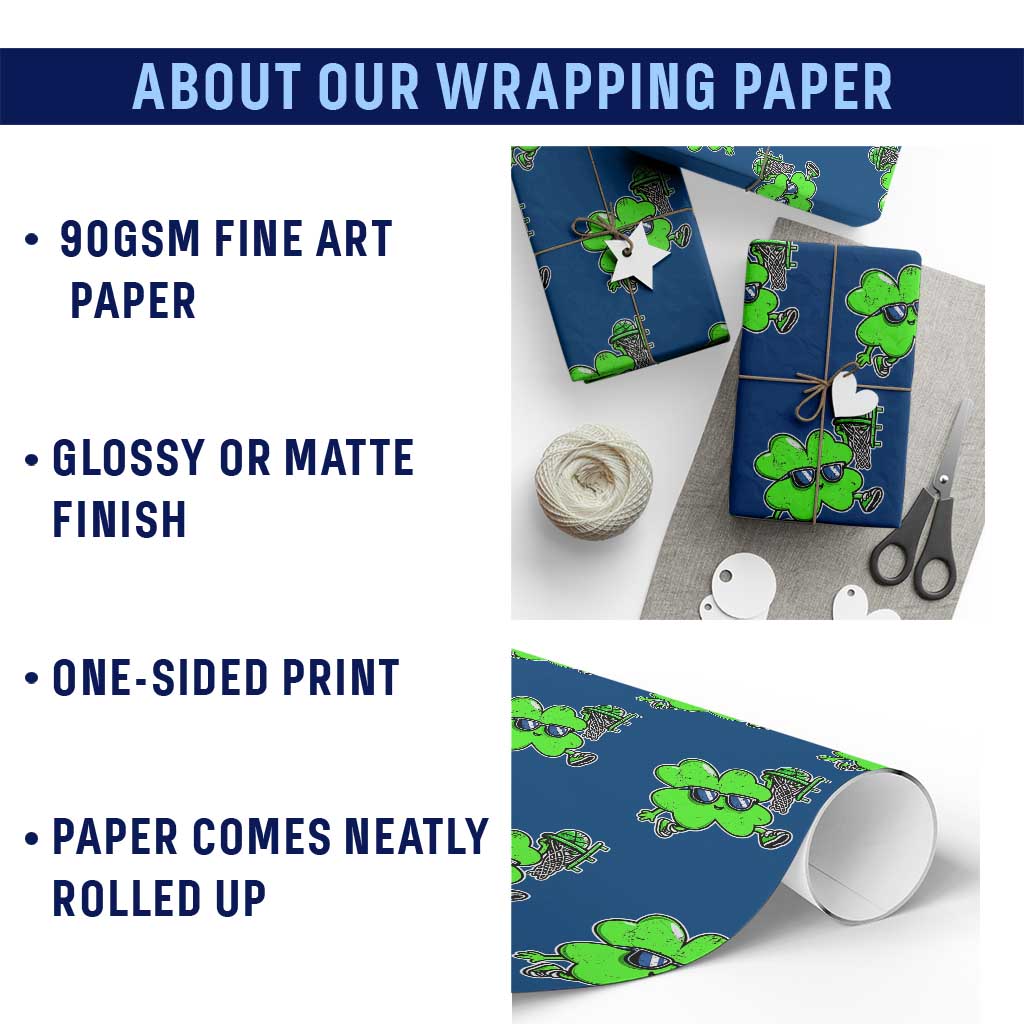Funny Basketball Shamrock Wrapping Paper Roll Dunking Sports Player St. Patrick's Day TS02 Print Your Wear