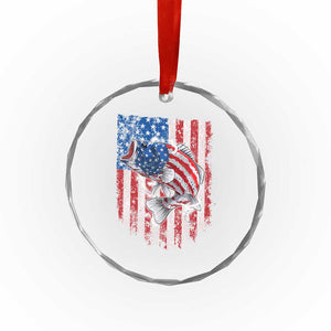 Funny Bass Fish Fishing Vintage American Flag Patriotic Crystal Glass Ornament TS11 Print Your Wear