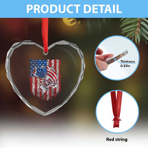 Funny Bass Fish Fishing Vintage American Flag Patriotic Heart Crystal Glass Ornament TS11 Print Your Wear