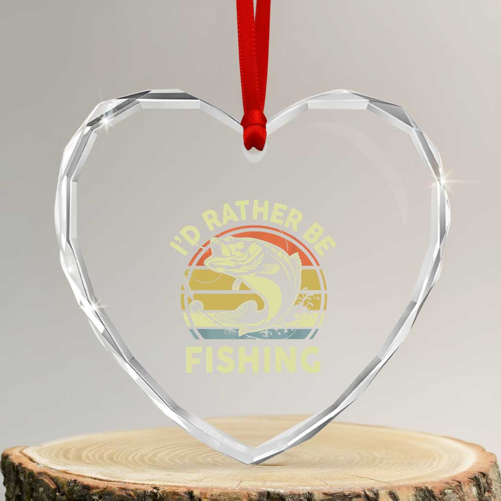 Funny Bass Fishing Heart Crystal Glass Ornament I'd Rather Be Fishing Retro Vintage TS02 Transparent Glass 3'' Heart Print Your Wear