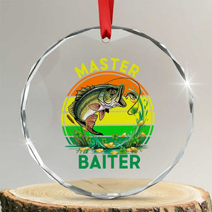 Funny Bass Fishing St Patricks Day Crystal Glass Ornament Master Baiter TS14 Transparent Glass 3'' Circle Print Your Wear