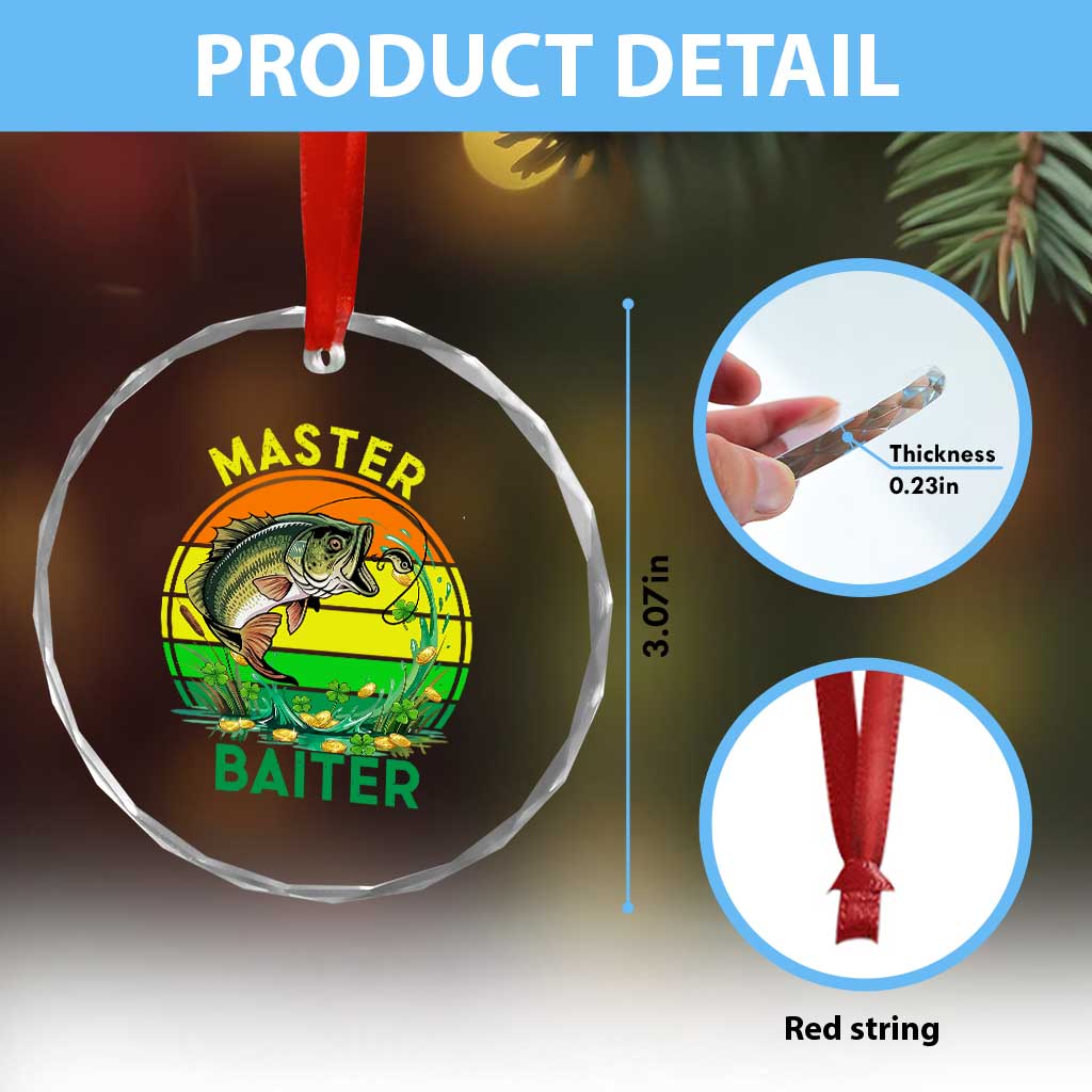 Funny Bass Fishing St Patricks Day Crystal Glass Ornament Master Baiter TS14 Print Your Wear