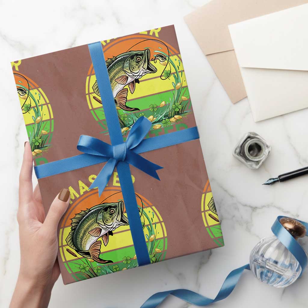 Funny Bass Fishing St Patricks Day Wrapping Paper Roll Master Baiter TS14 Mocha Print Your Wear