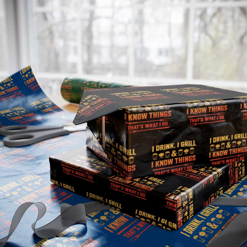 Funny BBQ Beer Lovers Wrapping Paper Roll I Drink I Grill And I Know Things Bbq Barbecue Beer TS10 Black Print Your Wear