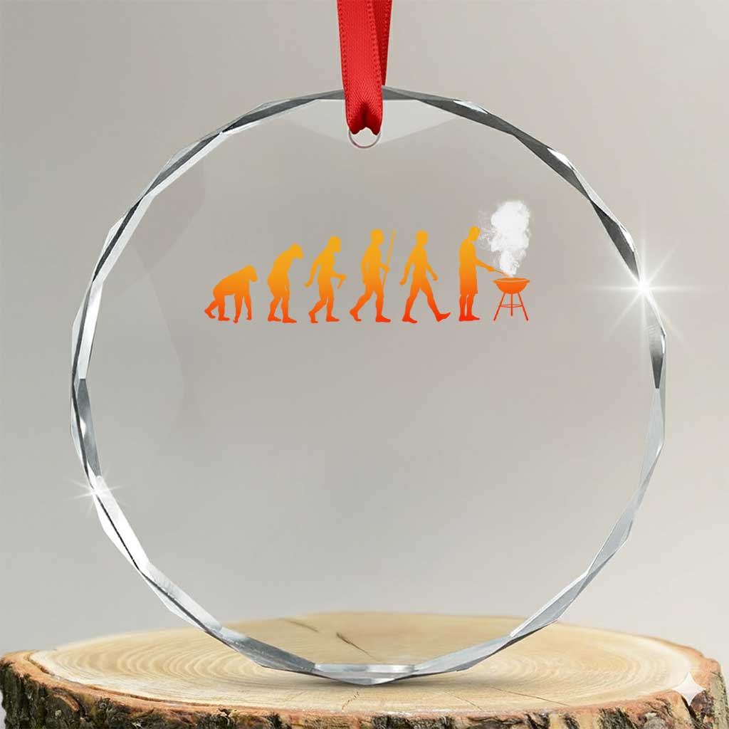 Funny BBQ Crystal Glass Ornament Evolution Of Grill Master Grilling Gifts Meat Smoking TS10 Transparent Glass 3'' Circle Print Your Wear
