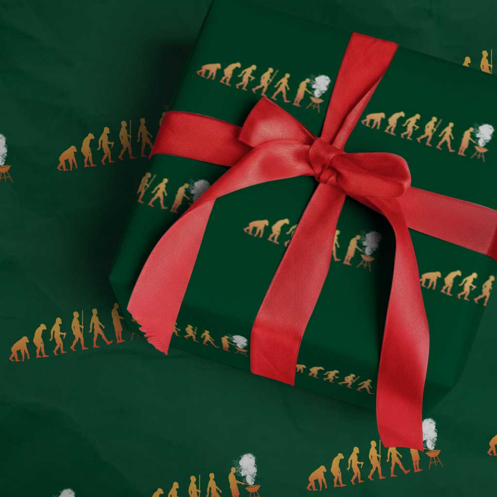 Funny BBQ Wrapping Paper Roll Evolution Of Grill Master Grilling Gifts Meat Smoking TS10 Green Print Your Wear