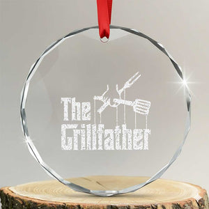 Funny BBQ Grilling Crystal Glass Ornament The Grillfather Vintage Father's Day TS11 Transparent Glass 3'' Circle Print Your Wear