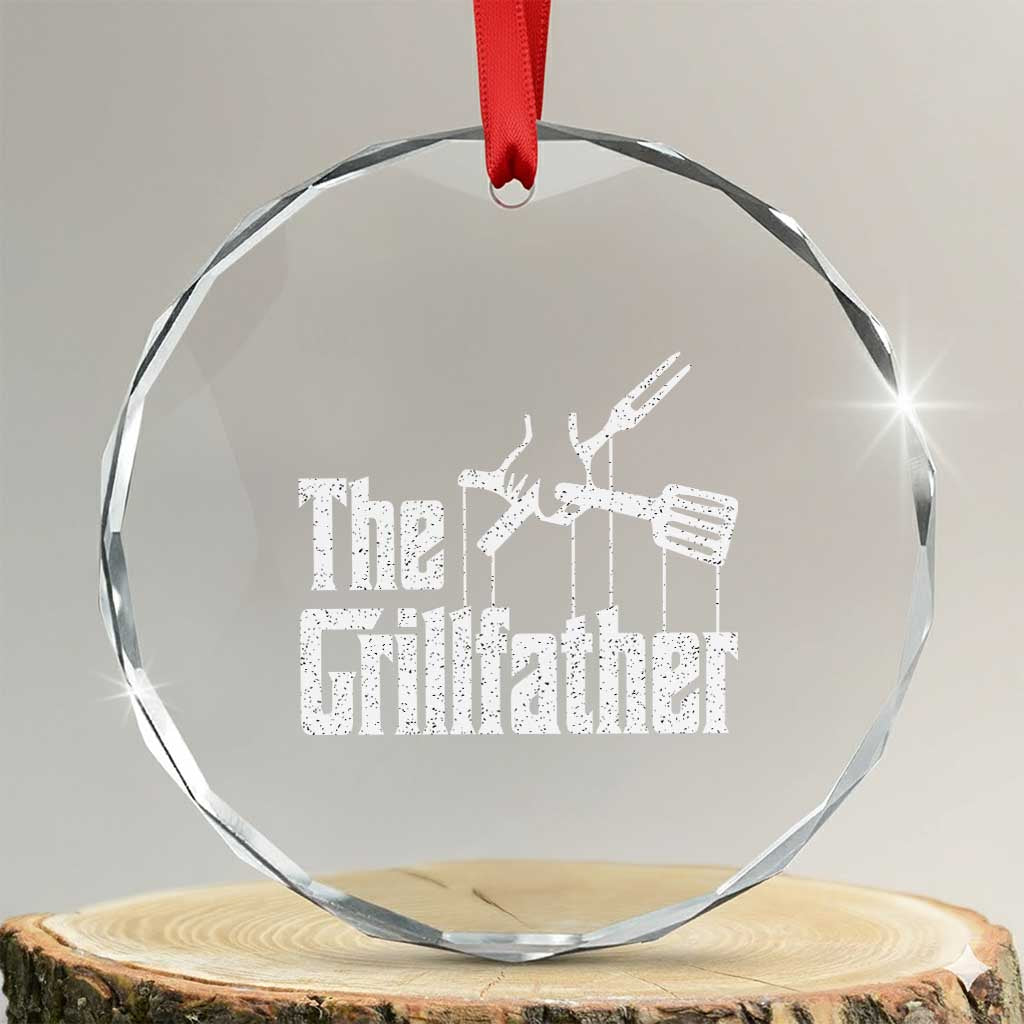 Funny BBQ Grilling Crystal Glass Ornament The Grillfather Vintage Father's Day - Print Your Wear