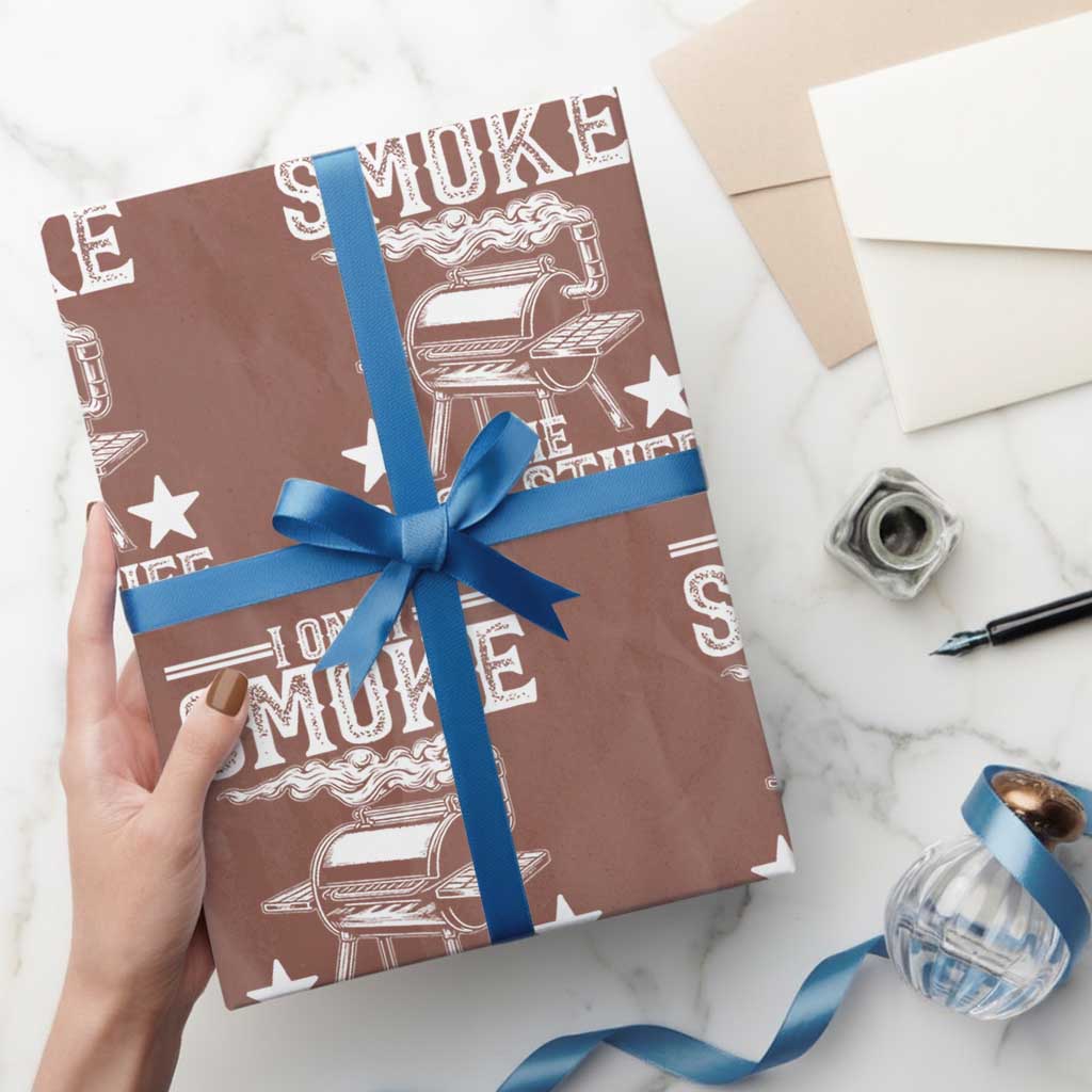 Funny BBQ Grilling I Only Smoke The Good Stuff Wrapping Paper Roll Barbecue Grill Father's Day - Print Your Wear