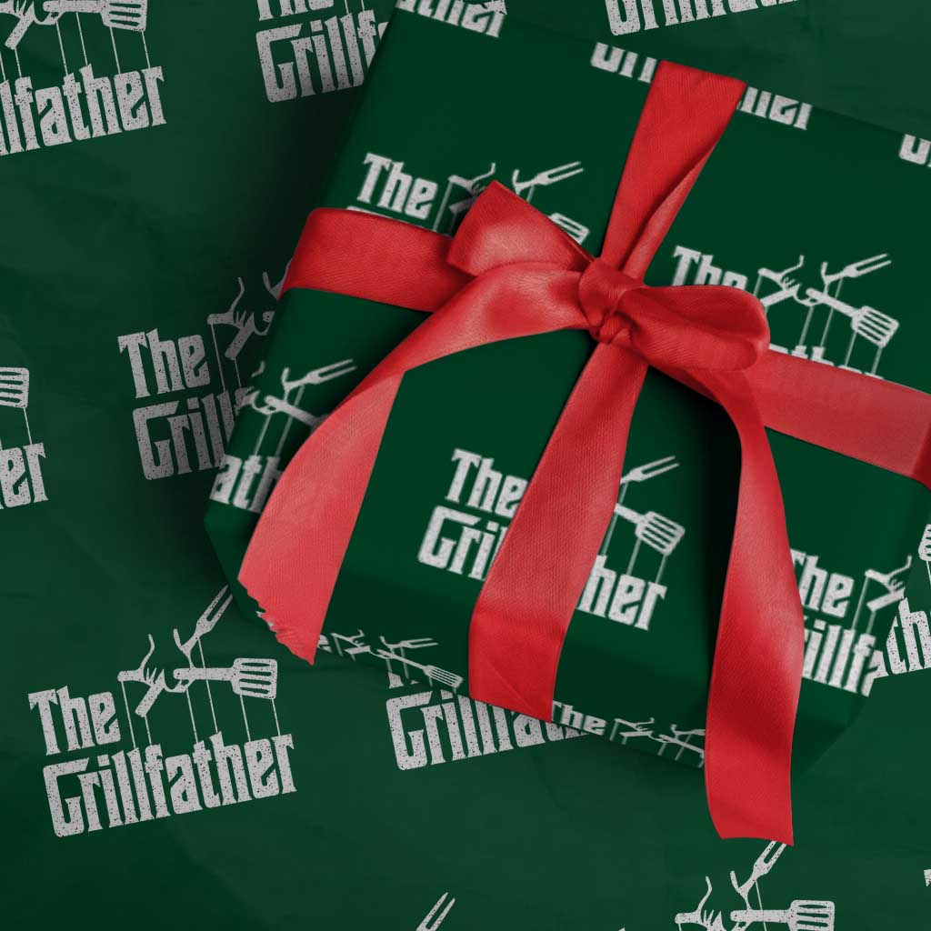 Funny BBQ Grilling Wrapping Paper Roll The Grillfather Vintage Father's Day TS11 Green Print Your Wear