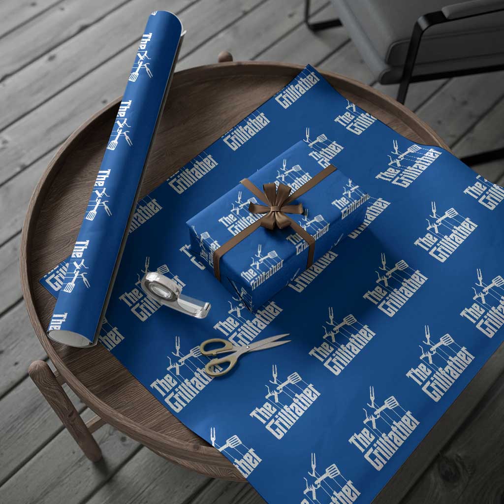 Funny BBQ Grilling Wrapping Paper Roll The Grillfather Vintage Father's Day TS11 Blue Print Your Wear