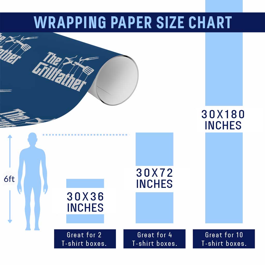 Funny BBQ Grilling Wrapping Paper Roll The Grillfather Vintage Father's Day TS11 Print Your Wear
