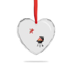 Funny BBQ Steak Meme Cute Meat Jumping Into Grill Heart Crystal Glass Ornament TS11 Print Your Wear