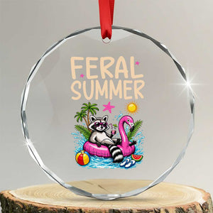 Funny Beach Raccoon Crystal Glass Ornament Feral Summer Vacation Gift TS14 Transparent Glass 3'' Circle Print Your Wear