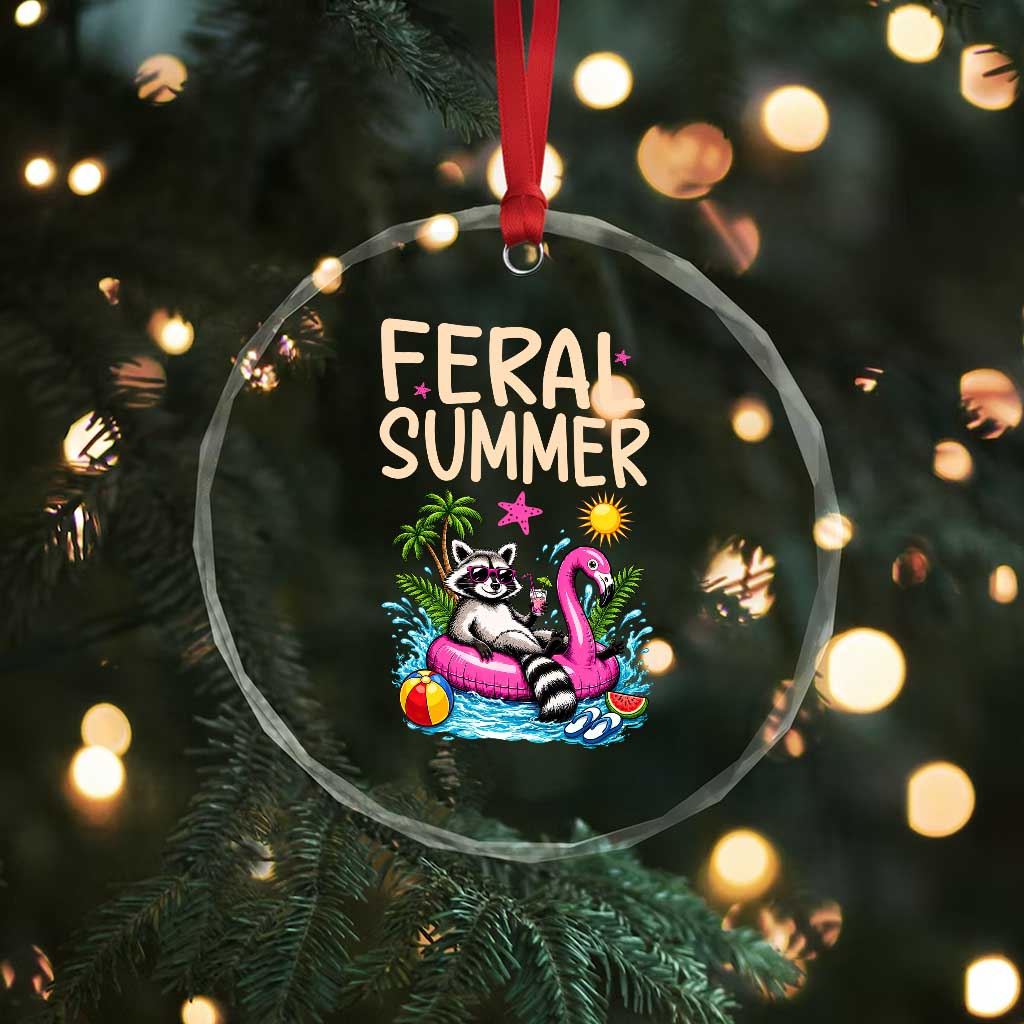 Funny Beach Raccoon Crystal Glass Ornament Feral Summer Vacation Gift TS14 Print Your Wear