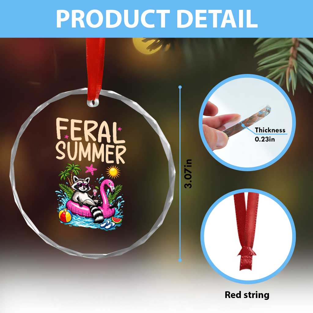 Funny Beach Raccoon Crystal Glass Ornament Feral Summer Vacation Gift TS14 Print Your Wear