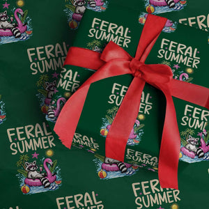 Funny Beach Raccoon Wrapping Paper Roll Feral Summer Vacation Gift TS14 Green Print Your Wear