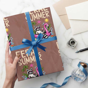 Funny Beach Raccoon Wrapping Paper Roll Feral Summer Vacation Gift TS14 Mocha Print Your Wear