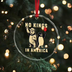 Funny Bear And Penguin Protest Crystal Glass Ornament No Kings In America TS12 Print Your Wear
