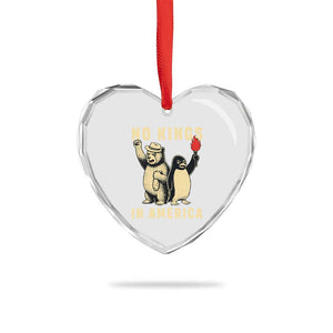 Funny Bear And Penguin Protest Heart Crystal Glass Ornament No Kings In America TS12 Print Your Wear