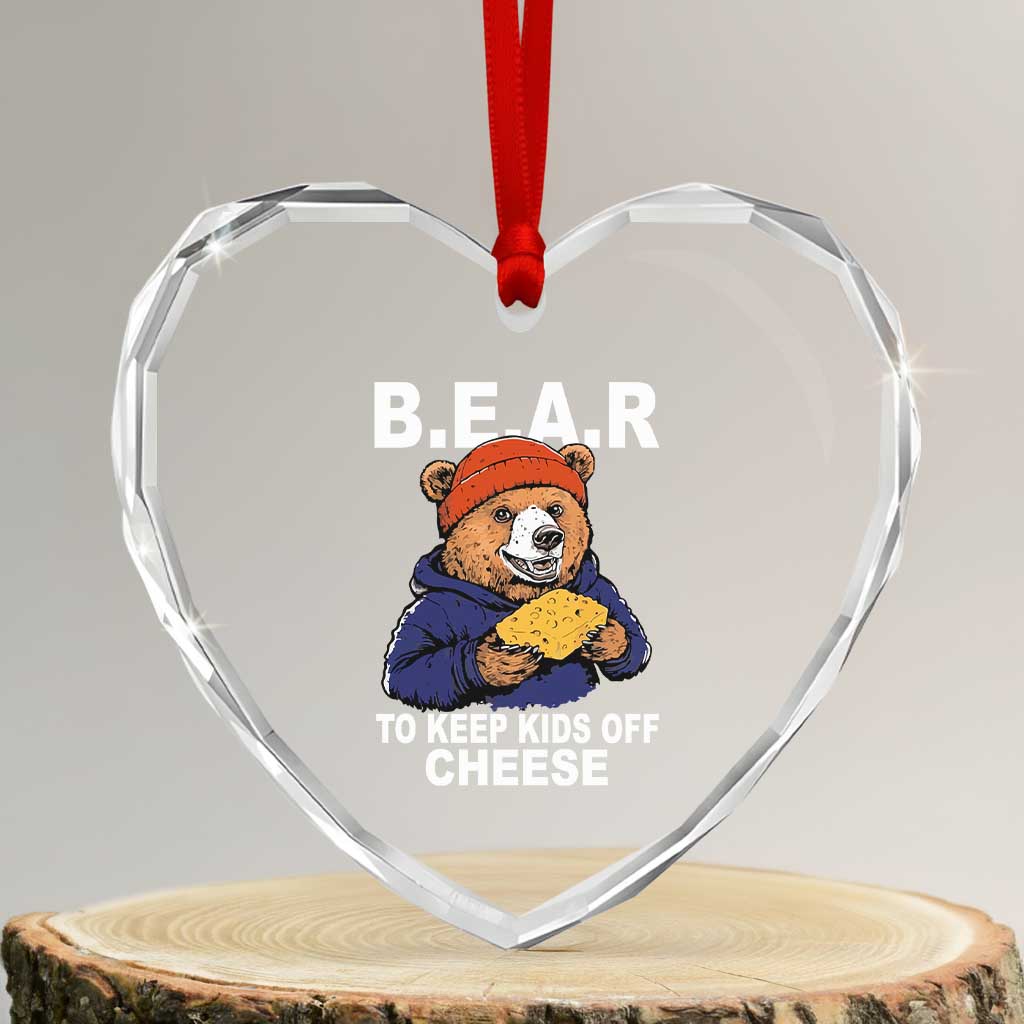 Funny Bear To Keep Kids Off Cheese Heart Crystal Glass Ornament TS11 Transparent Glass 3'' Heart Print Your Wear