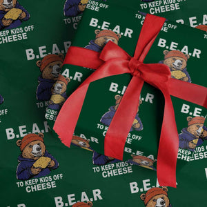 Funny Bear To Keep Kids Off Cheese Wrapping Paper Roll TS11 Green Print Your Wear