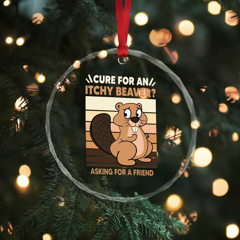 Funny Beaver Crystal Glass Ornament Cure For An Itchy Beaver Ask For A Friend Adult Humor TS02 Print Your Wear