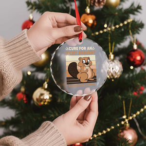 Funny Beaver Crystal Glass Ornament Cure For An Itchy Beaver Ask For A Friend Adult Humor - Print Your Wear