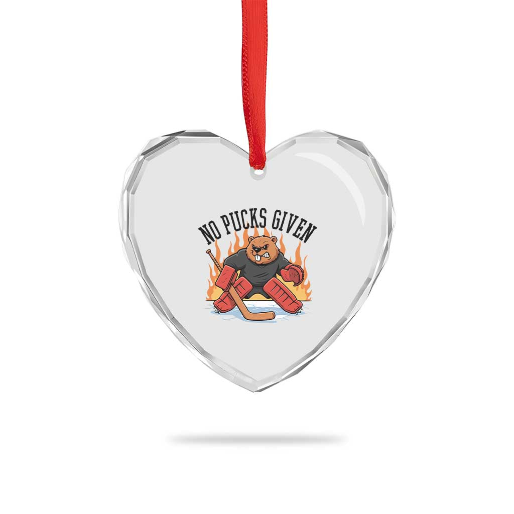 Funny Beaver Ice Hockey Goalie Gift Heart Crystal Glass Ornament No Pucks Given TS12 Print Your Wear